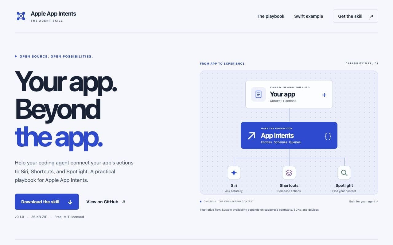 Preview of the Apple App Intents Skill project