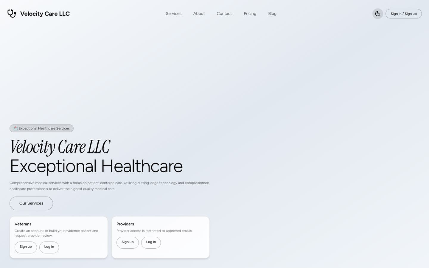 Preview of the Velocity Care LLC project